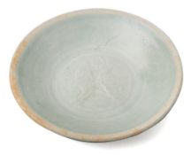 A Chinese Qingbai twin carp dish: of gently flared form,
