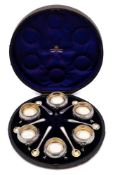 A set of six Victorian silver salts, maker Richards & Brown, London,