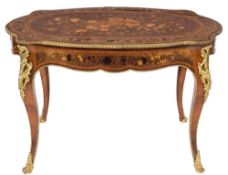 A late 19th Century French kingwood, burr maple,