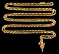 An early/mid 19th century gold chain necklace: with granulated linking and attached filigree watch