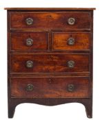 An early 19th Century mahogany rectangular chest:, of small size with a crossbanded top,