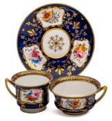 Four Davenport porcelain trios: each consisting of two cups and a saucer,