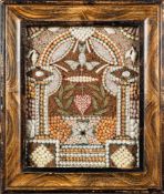 A West Indies sailor's shell picture: with central motifs of the dove of peace, crucifix,