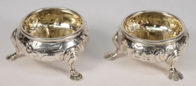 A matched pair of Victorian silver salts, maker Edward Farrell, London,
