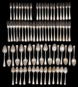 A Dutch silver matched Hanoverian type pattern part flatware service,