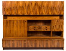 An Archie Shine Ltd 'Bridford' teak and rosewood storage unit circa 1975:,