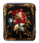 An unusual mid 19th century black silhouette portrait in lacquered Union case: with oval silhouette