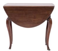 A mid 18th Century mahogany oval drop flap occasional table:,