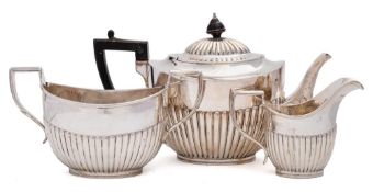 A Victorian silver three-piece tea service, maker Charles Boyton II, London,