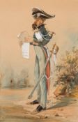 French School 19/20th Century- Army officer caricatures,:- four,