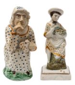A Prattware pottery figure of Martha Gunn and a similar figure of Summer: the seated bathing woman