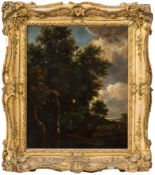 Follower of Meindert Hobbema [17/18th Century]- Wooded landscape,:- oil on canvas, 51 x 42cm.