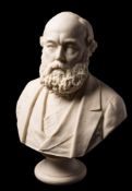 A Copeland parian head and shoulders portrait bust of Lord Salisbury and a similar bust of Clytie:
