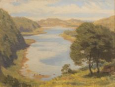 * Philip Douglas Maclagan [1901-1972]- Harvesters and corn stooks; Coastal inlet; Wooded landscape,