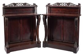 A pair of Regency mahogany chiffoniers:,