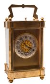 A French Victorian carriage clock: the eight-day duration movement having a platform lever