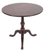 A mid 18th Century mahogany circular tea table:,