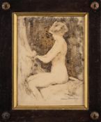 Attributed to Allan Davidson [1873-1932]- Seated nude,:- signed in pencil, oil on paper 22 x 16.