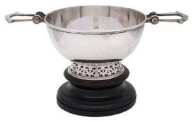 A George V silver twin handled rose bowl, maker Henry Hodson Plante, London,