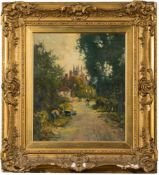 Henry John Yeend King [1855-1924]- Village street scene with figures,