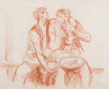 * Frank Brangwyn [1867-1956]- Grape Eaters,:- sanguine chalk drawing 33 x 41cm. * Provenance.