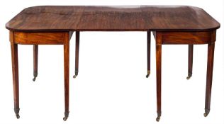 An early 19th Century mahogany and inlaid D-end dining table:,