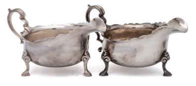 A pair of George V Britannia silver sauce boats, maker Goldsmiths & Silversmiths Co Ltd, London,