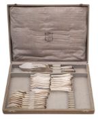 A 20th century Dutch silver fish set, maker HH possibly H Hooykaas, 1927: includes nine fish knives,