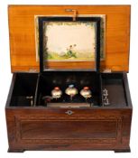 A late Victorian Swiss musical box: playing eight airs, with 16cm.