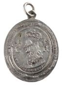 A Charles II silver Royalist Badge possibly by Thomas Rawlins: Obv Bust, left,