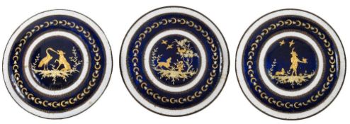 A set of three large blue,