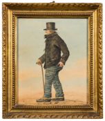 English School Circa 1800- Study of Thomas Symes Catcutt walking,
