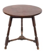 An early 18th Century walnut and oak circular cricket table:,