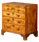 A George I walnut and cross and feather banded caddy top chest:,
