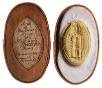 A seal of Tho.Dene, Prior of St. James's, Exeter: from a Medieval matrix, 4.5 x 3cm in softwood box.