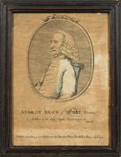 A Georgian black and white engraving: of 'Andrew Brice of Exeter,