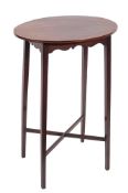 A George III mahogany and inlaid oval occasional table: the top with a boxwood strung edge,