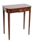A George III mahogany and inlaid side table: of D-shaped outline and of small size,