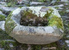 A small granite trough: of oblong shape, 31cm (12 1/4in) x 25cm (9 3/4in).