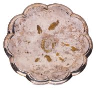 A large and rare early 18th century decafoil silvered brass salver: bears crest for Francis North,