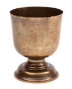 A late 18th/early 19th Century brass goblet: of plain design,