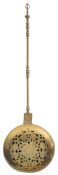 A fine late 17th Century Dutch all brass warming pan:,