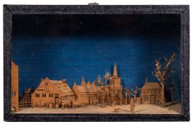 A Dutch carved cedar diorama by Cornelis Bavelaar [1747-1830]: depicting a finely detailed view of