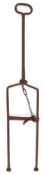 A 19th Century wrought iron chained boot scraper: with loop handle, 97cm high.