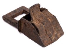 A 17th Century iron padlock:, 10cm high.