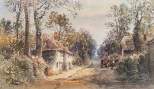Alfred Leyman [1856-1933]- The Old Almshouses, Honiton,:- signed, watercolour, 24 x 41cm.