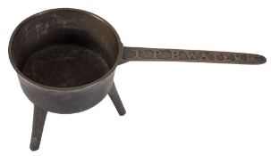 Thomas Pyke, Bridgwater, a large four pint skillet: the handle cast T.P.B.