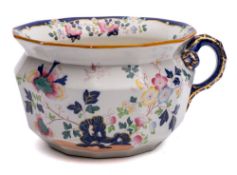 Three pottery chamber pots: comprising a Mason's Patent Ironstone China example of faceted form