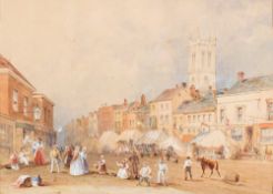 George Sidney Shepherd [1784-1862]- Honiton High Street on Market Day, circa 1850,