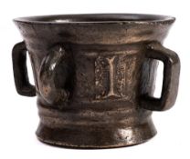 A late 16th/early 17th Century mortar: with two loop handles and two square handles,